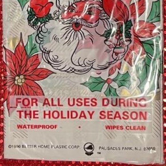 BETTER HOME CHRISTMAS 52" X 90" TABLECLOTH ~ WIPES CLEAN WATERPROOF PLASTIC - Picture 5 of 5